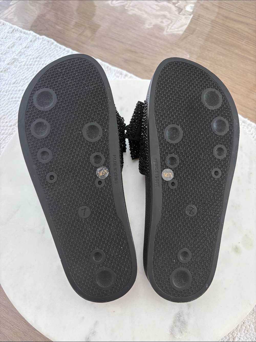 INC International Concepts Black Embellished Bow Slide Sandals - Picture 7 of 11